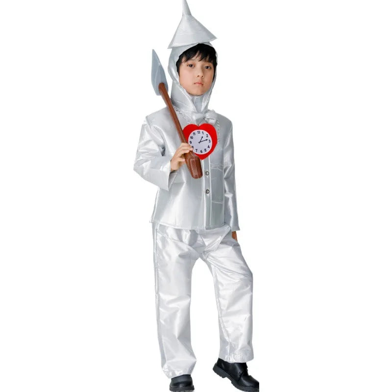 Costume Tin Man pour Parent et Enfant – Ensemble d'Halloween avec Détails Métalliques