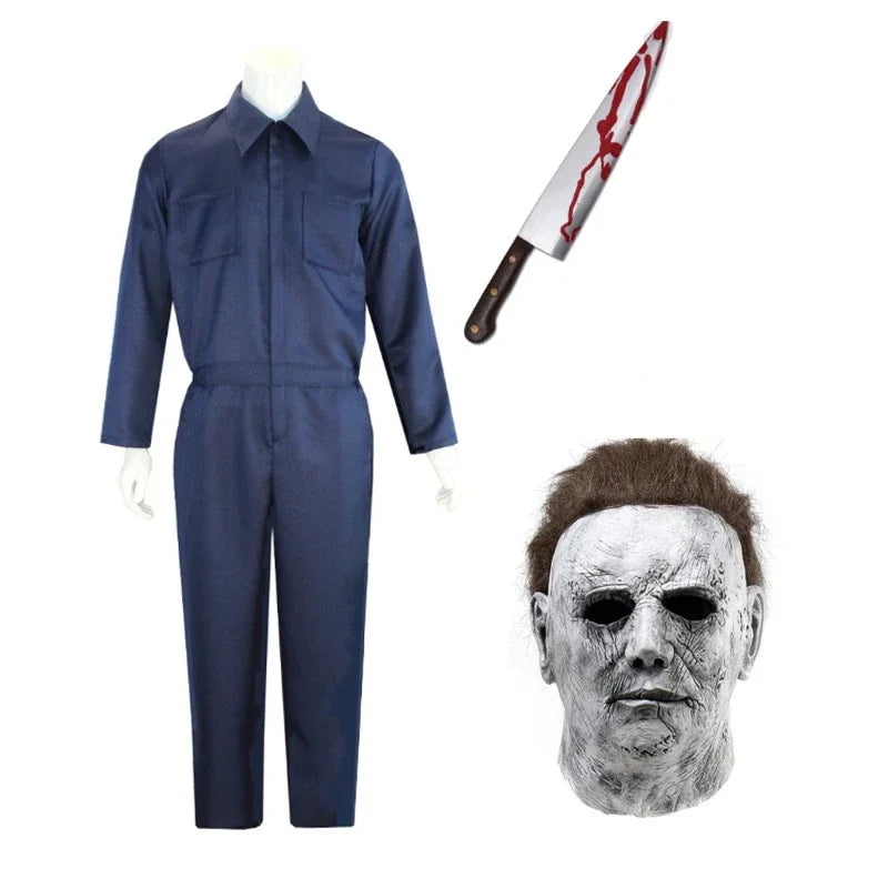Costume d'Halloween Authentique Michael Myers pour Adultes avec Masque Réaliste – Idéal pour Cosplay et Événements Horrifiques