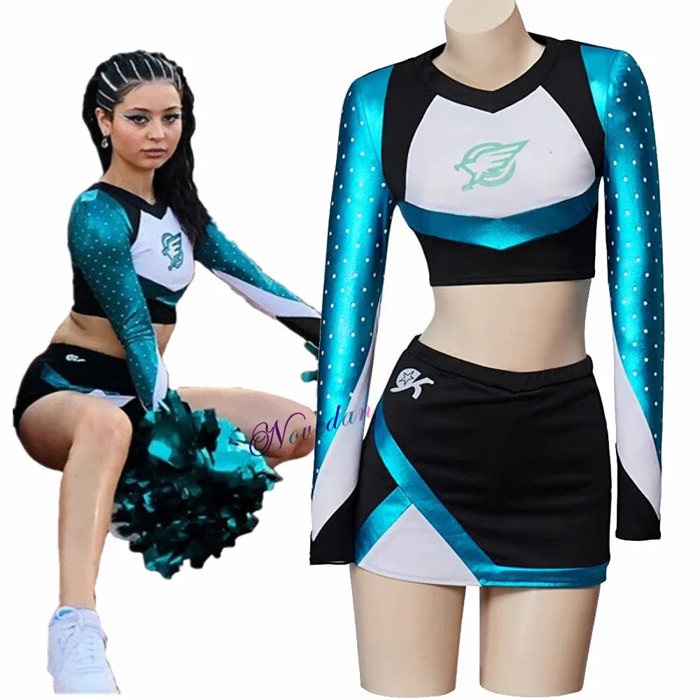 Costume de Cheerleader Euphoria pour Halloween – Ensemble Deux Pièces avec Crop Top et Jupe Ajustée