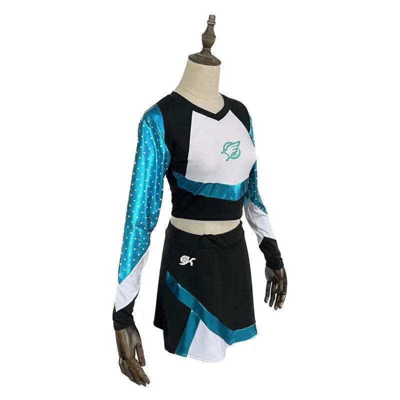 Costume de Cheerleader Euphoria pour Halloween – Ensemble Deux Pièces avec Crop Top et Jupe Ajustée