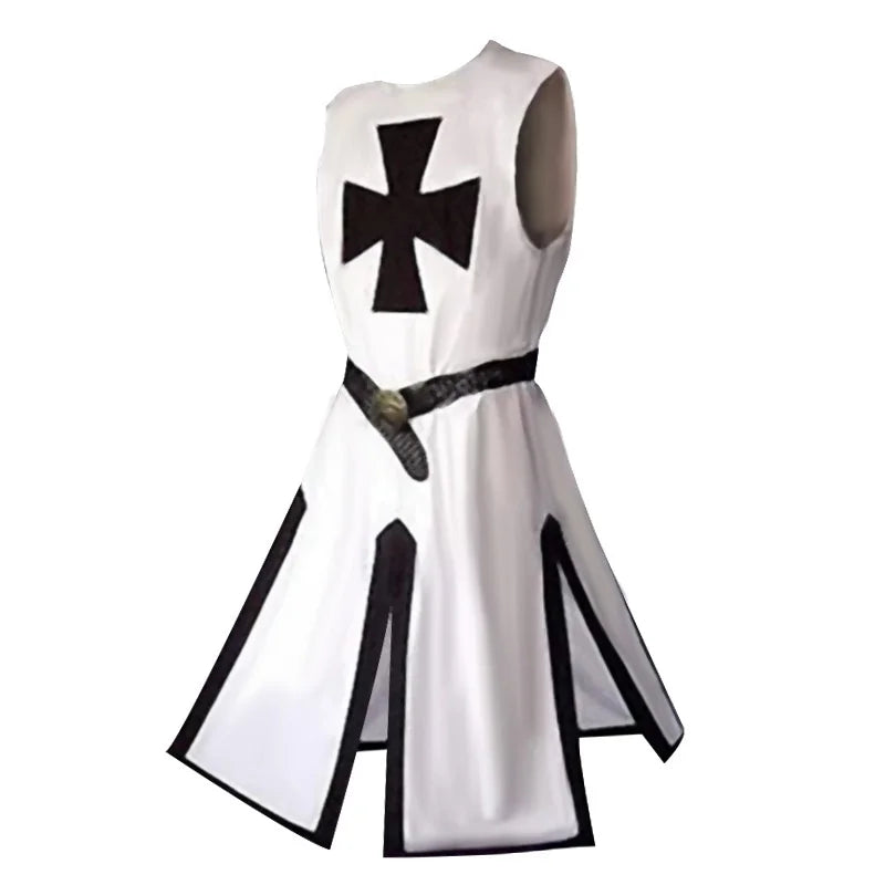 Costume de Chevalier Croisé Templier avec Tunique et Cape – Idéal pour Halloween et Reconstitutions Historiques