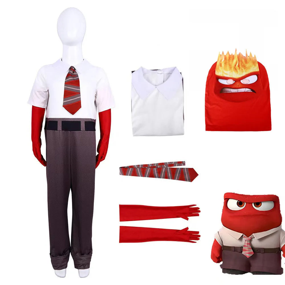 Costume de Colère Inside Out pour Halloween – Ensemble Complet pour Adultes et Enfants