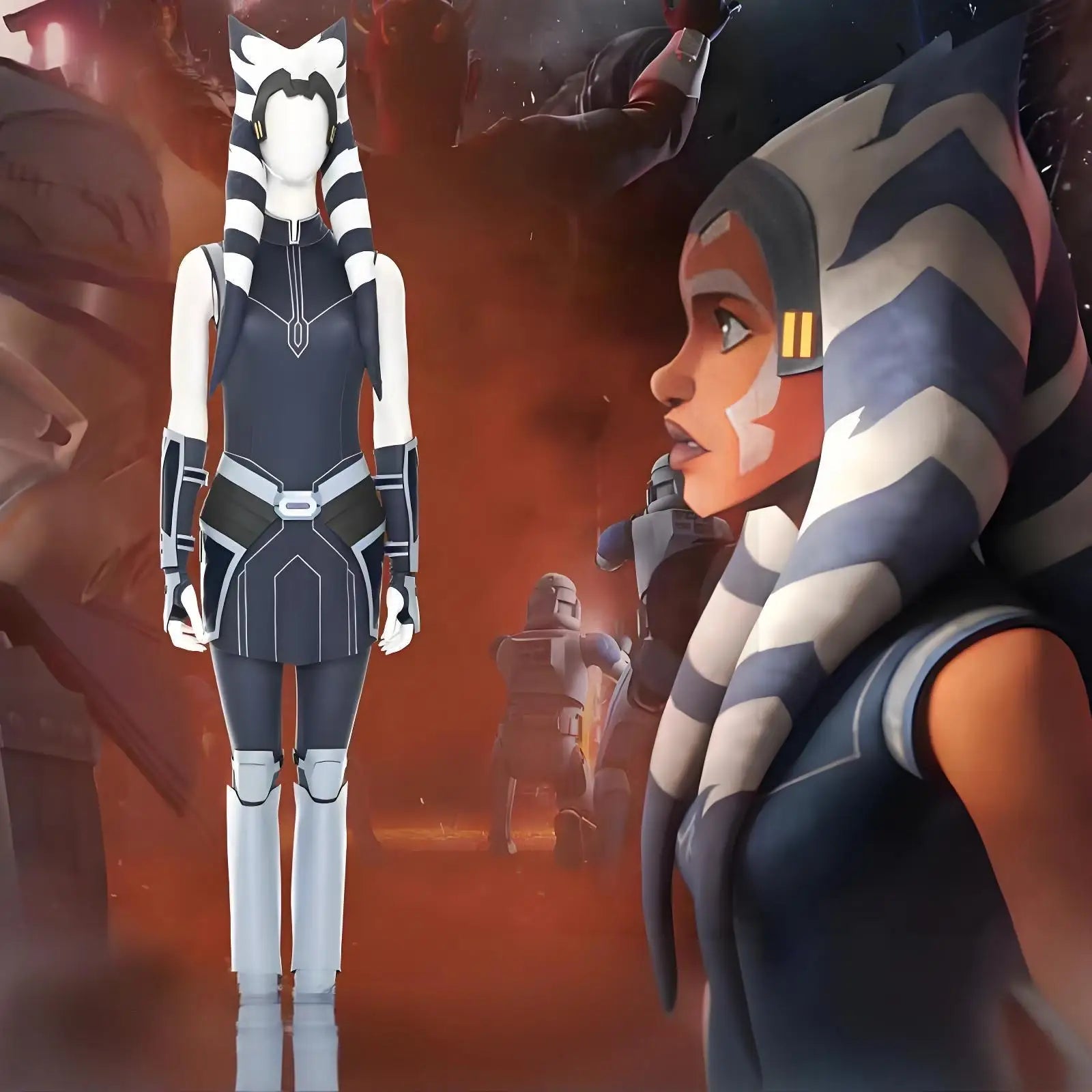 Costume de Cosplay Ahsoka Tano pour Femmes – Ensemble Complet pour Halloween et Comic Con
