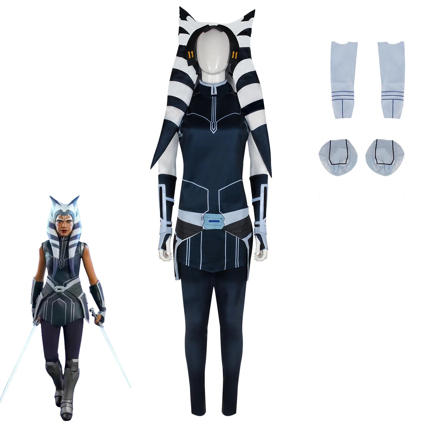 Costume de Cosplay Ahsoka Tano pour Femmes – Ensemble Complet pour Halloween et Comic Con