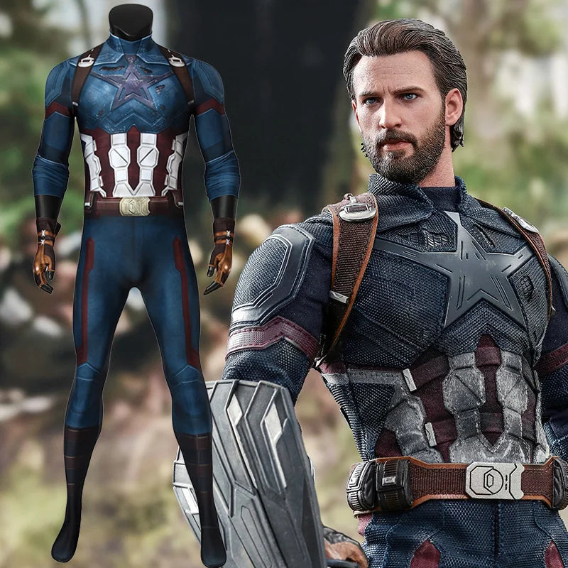 Costume de Cosplay Captain America en Spandex 3D – Combinaison Complète Unisexe