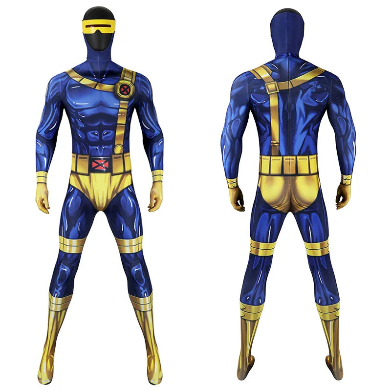 Costume de Cosplay Cyclope avec Combinaison Spandex et Masque pour Halloween