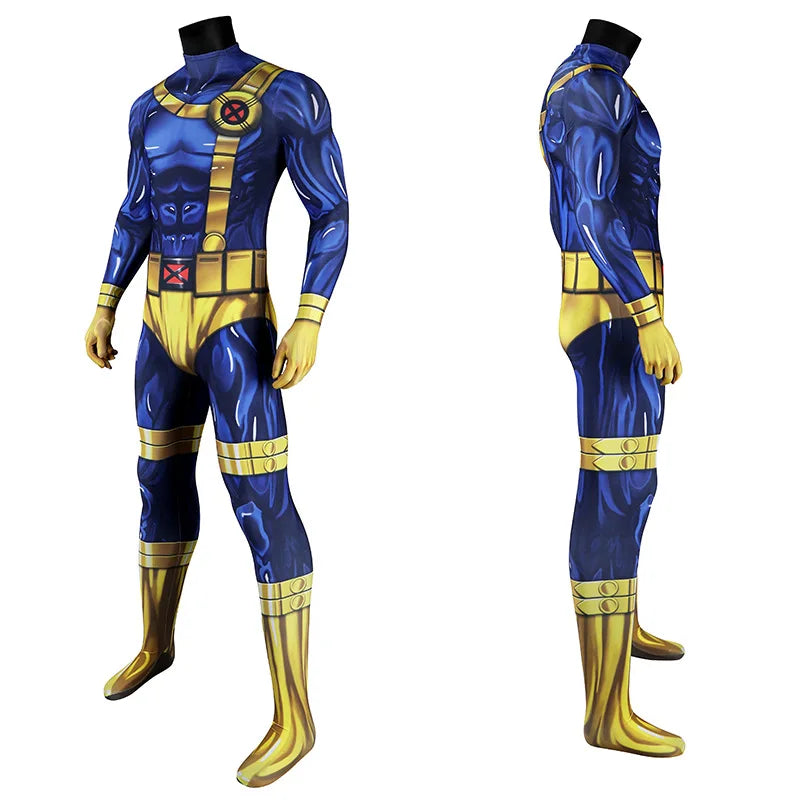 Costume de Cosplay Cyclope avec Combinaison Spandex et Masque pour Halloween