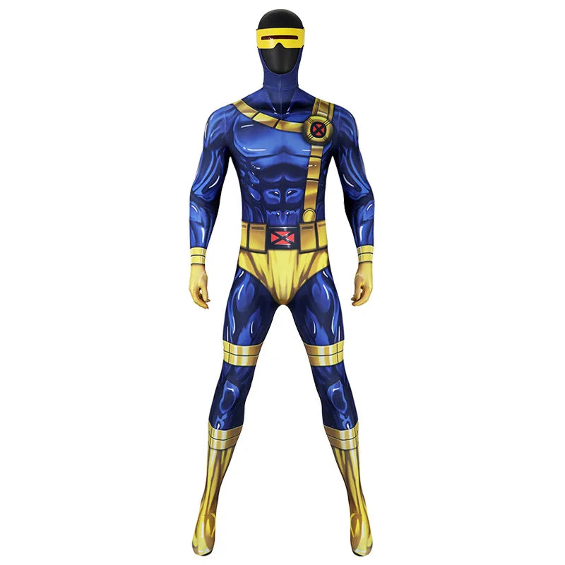 Cyclops Cosplay Costume with Spandex Bodysuit and Mask for Halloween