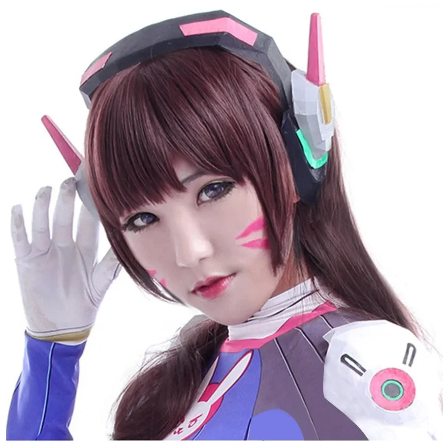 Costume de Cosplay D.Va avec Perruque et Accessoires pour Halloween 2025