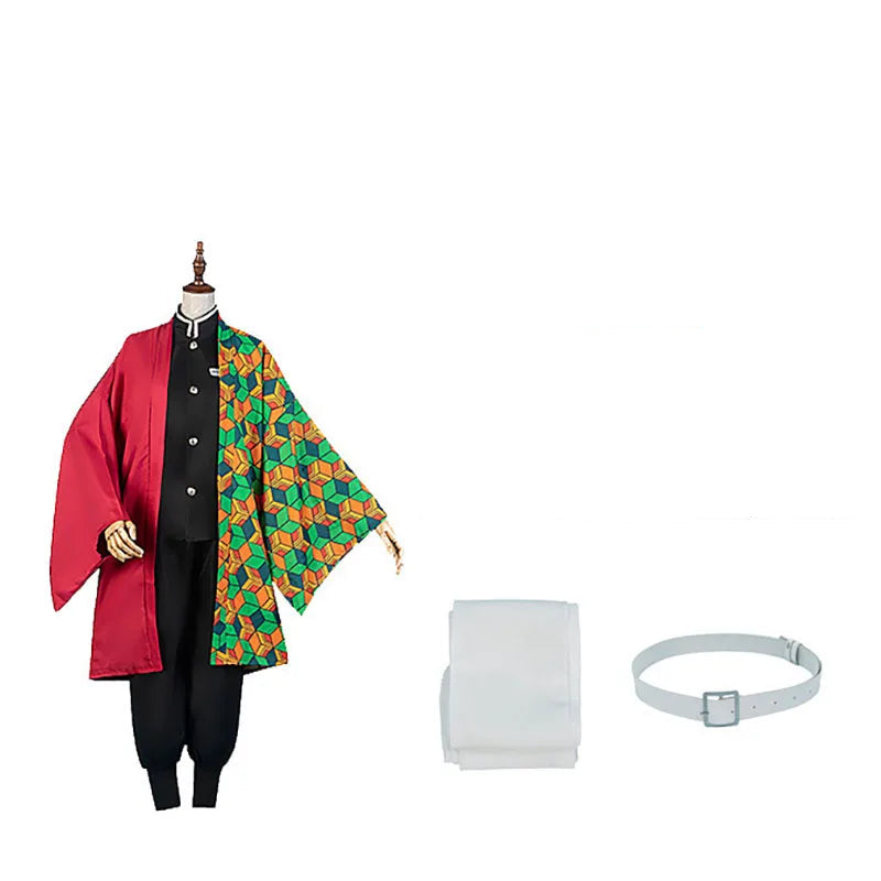 Costume de Cosplay Demon Slayer Unisexe avec Haut Haori et Pantalon – Parfait pour Halloween et Conventions