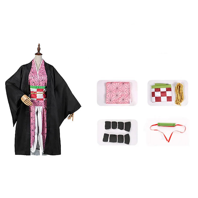Costume de Cosplay Demon Slayer Unisexe avec Haut Haori et Pantalon – Parfait pour Halloween et Conventions
