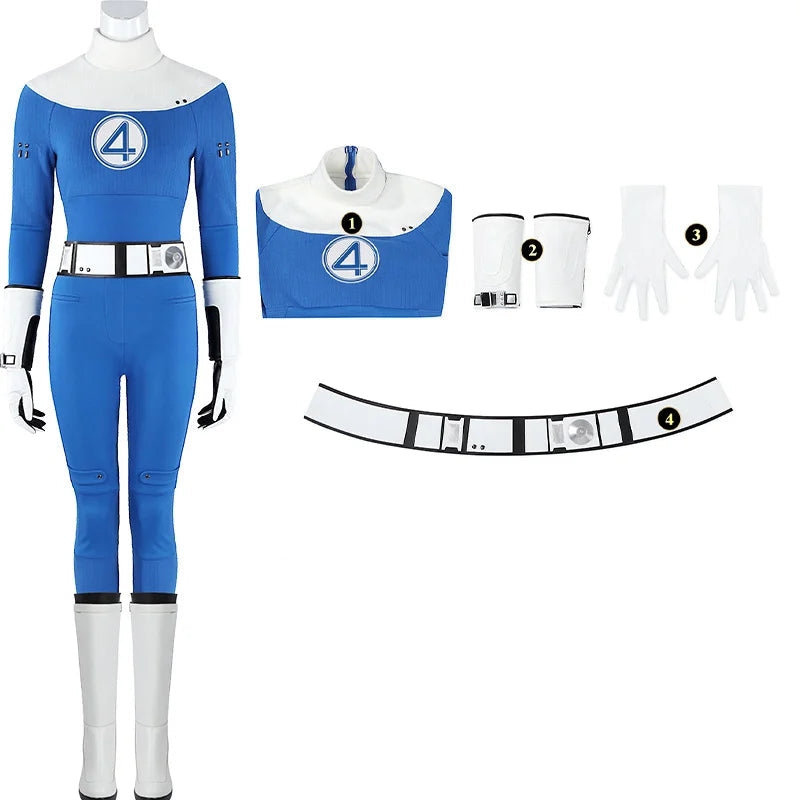 Costume de Cosplay Femme Invisible avec Détails de Super-Héros – Ensemble Unisexe pour Halloween 2025