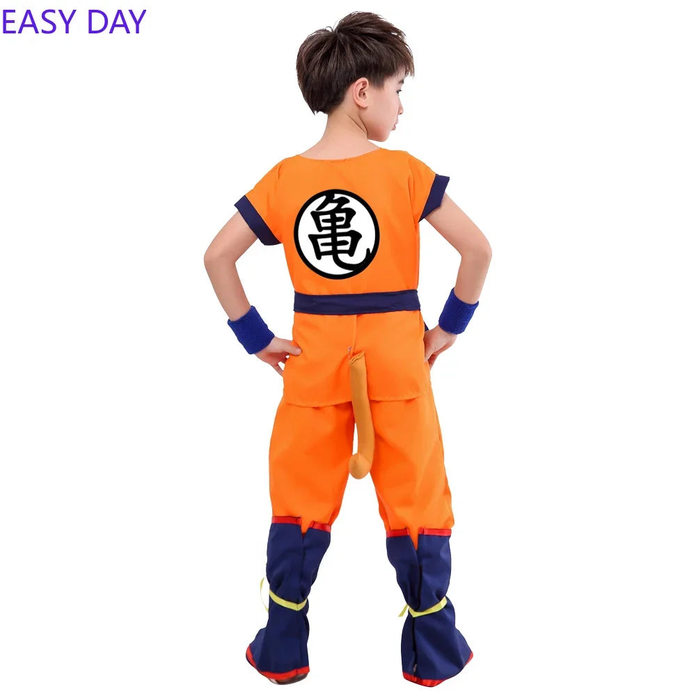 Costume de Cosplay Goku pour Enfants avec Perruque Super Saiyan – Tenue Complète pour Halloween