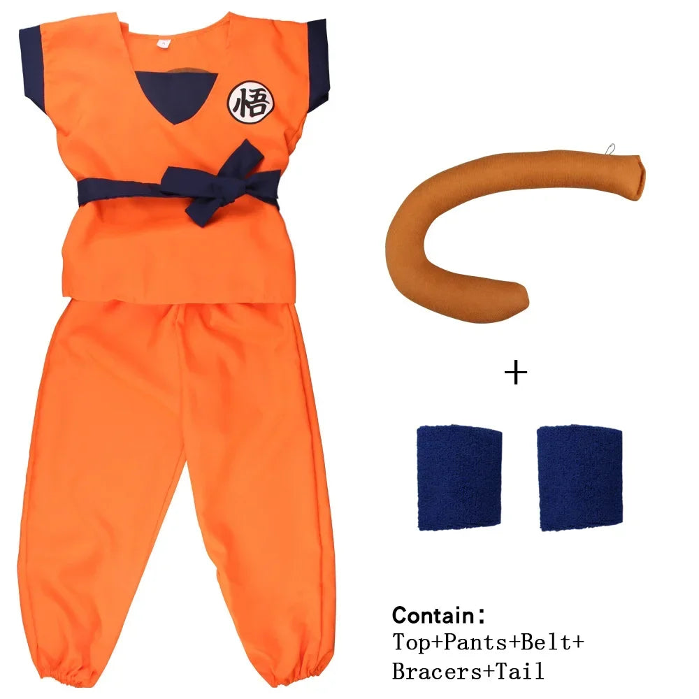 Costume de Cosplay Goku pour Enfants avec Perruque Super Saiyan – Tenue Complète pour Halloween