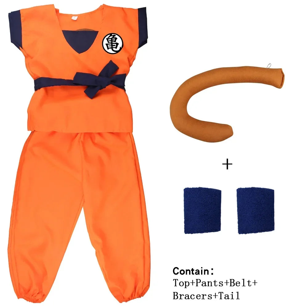 Costume de Cosplay Goku pour Enfants avec Perruque Super Saiyan – Tenue Complète pour Halloween