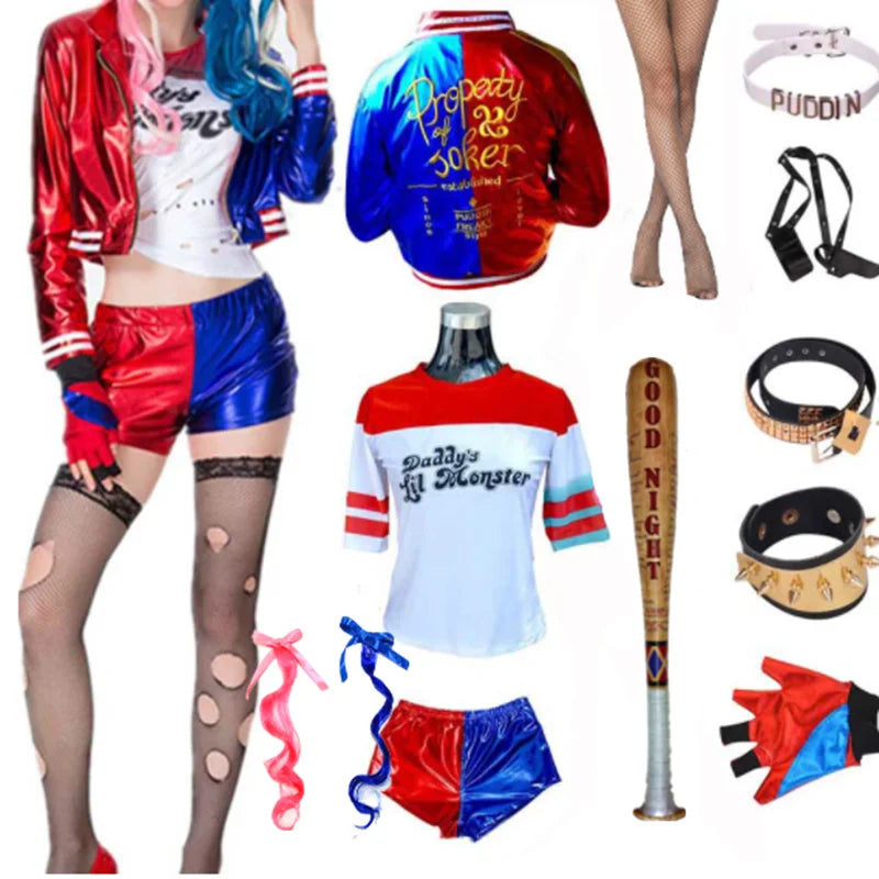 Costume de Cosplay Harley Quinn pour Femmes – Ensemble Complet pour Halloween 2025