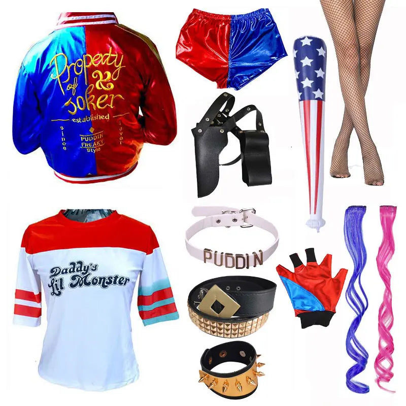 Costume de Cosplay Harley Quinn pour Femmes – Ensemble Complet pour Halloween 2025