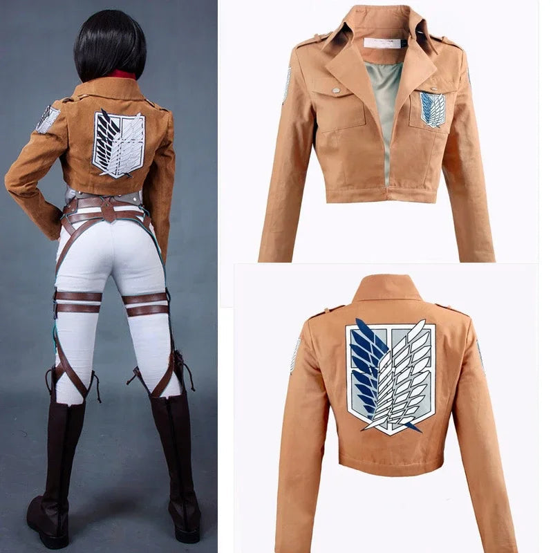 Costume de Cosplay Mikasa Ackerman - Ensemble Veste Scout et Mini-Jupe pour Halloween