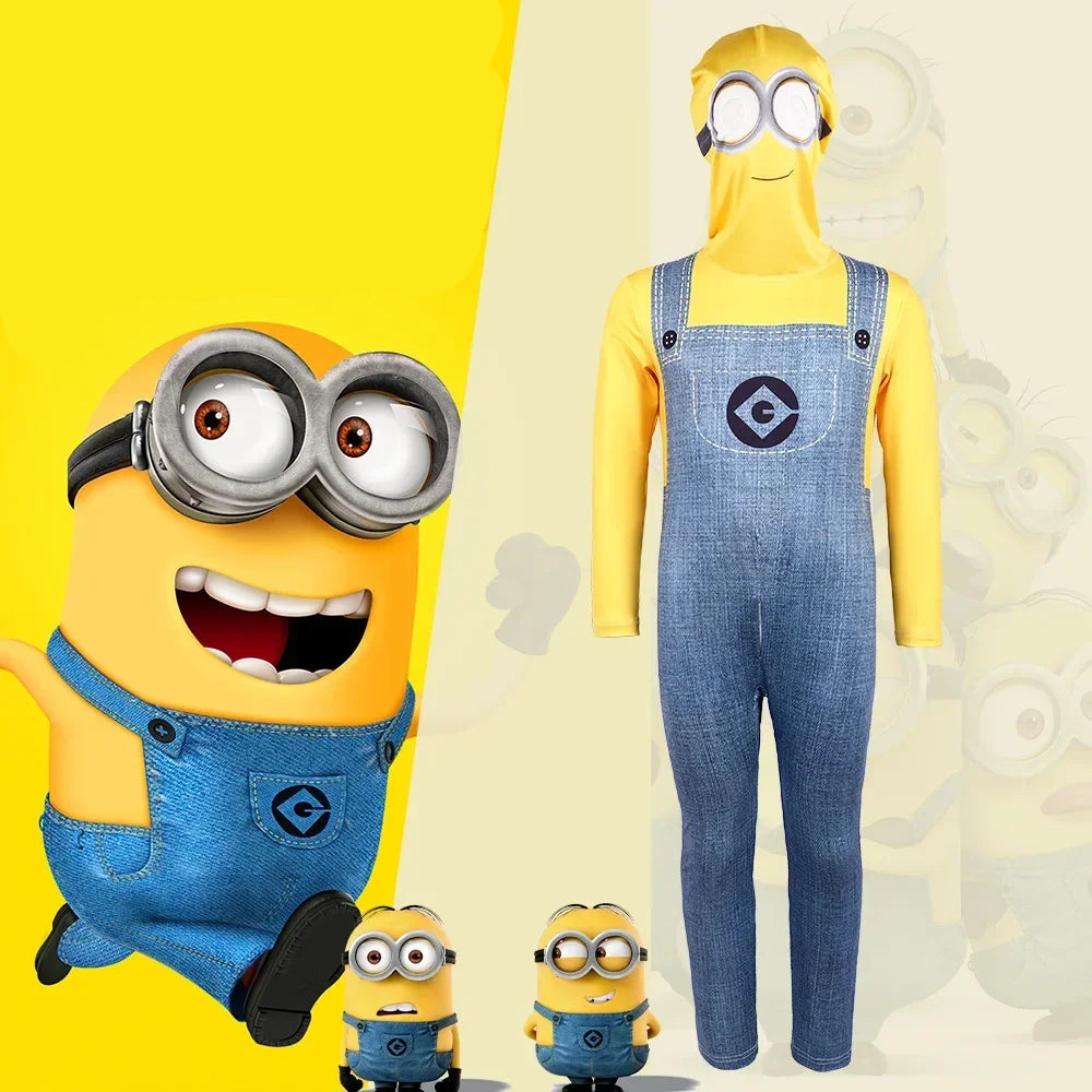 Costume de Cosplay Minions Unisexe pour Halloween – Ensemble Complet avec Couvre-Chef