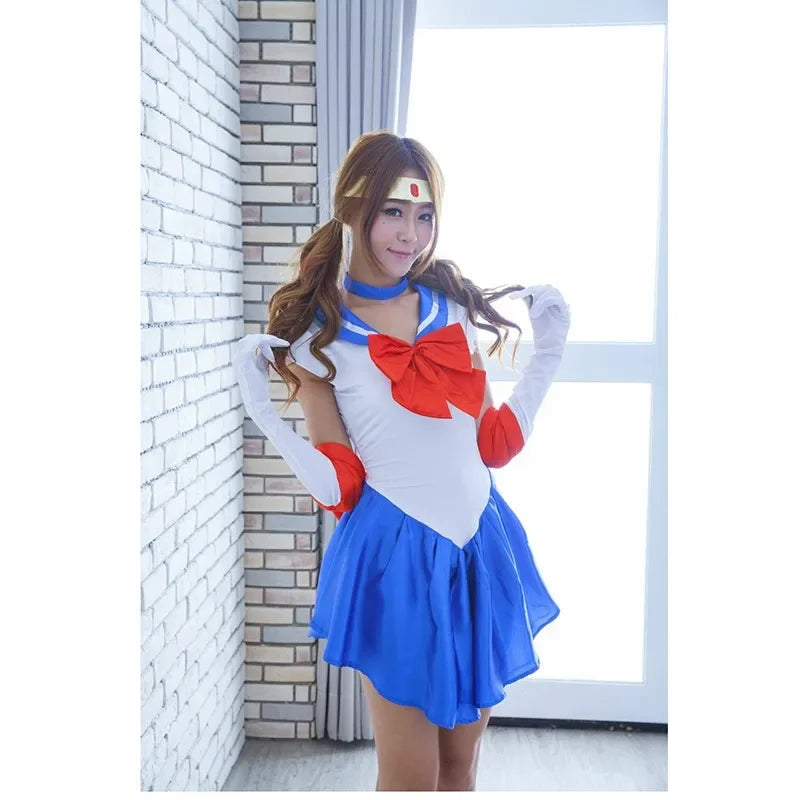Costume de Cosplay Sailor Moon avec Robe et Perruque – Ensemble Halloween pour Femme