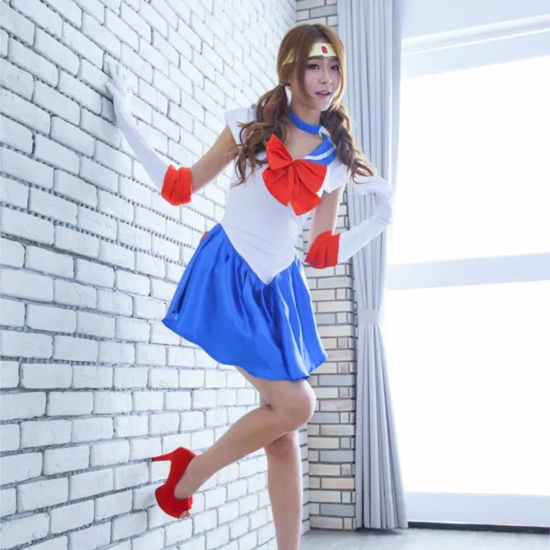 Costume de Cosplay Sailor Moon avec Robe et Perruque – Ensemble Halloween pour Femme
