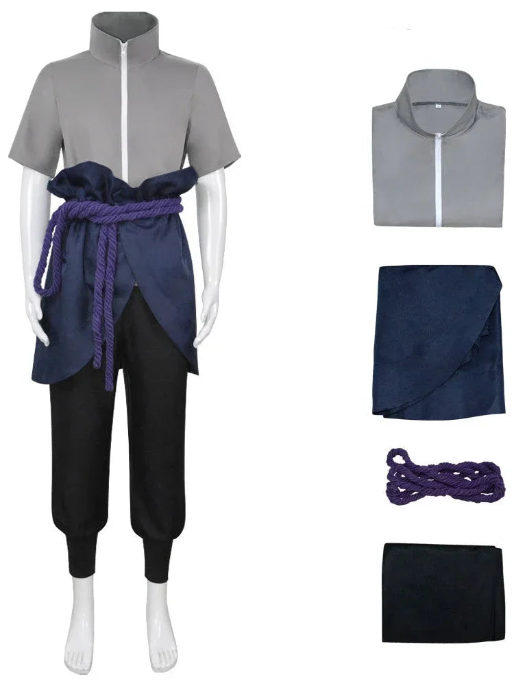 Costume de Cosplay Sasuke Uchiha – Veste Grise avec Pantalon Noir pour Halloween 2025