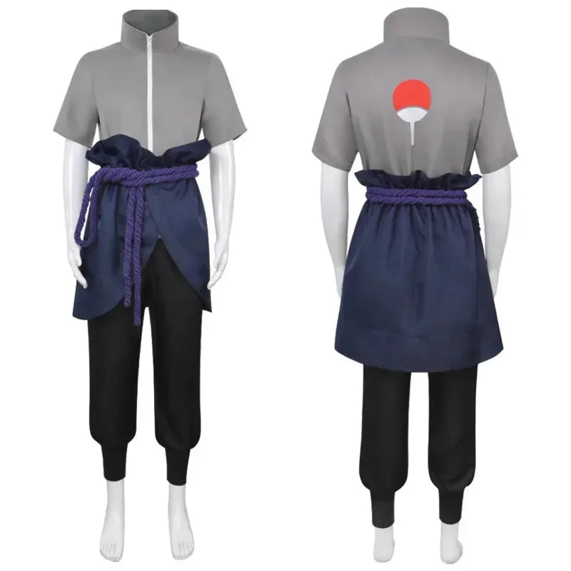 Costume de Cosplay Sasuke Uchiha – Veste Grise avec Pantalon Noir pour Halloween 2025