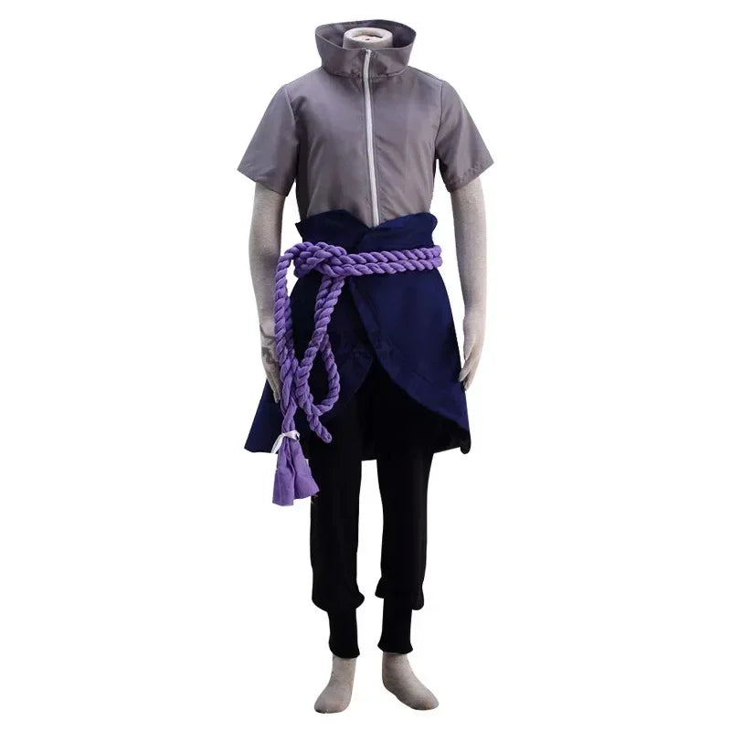 Costume de Cosplay Sasuke Uchiha – Veste Grise avec Pantalon Noir pour Halloween 2025