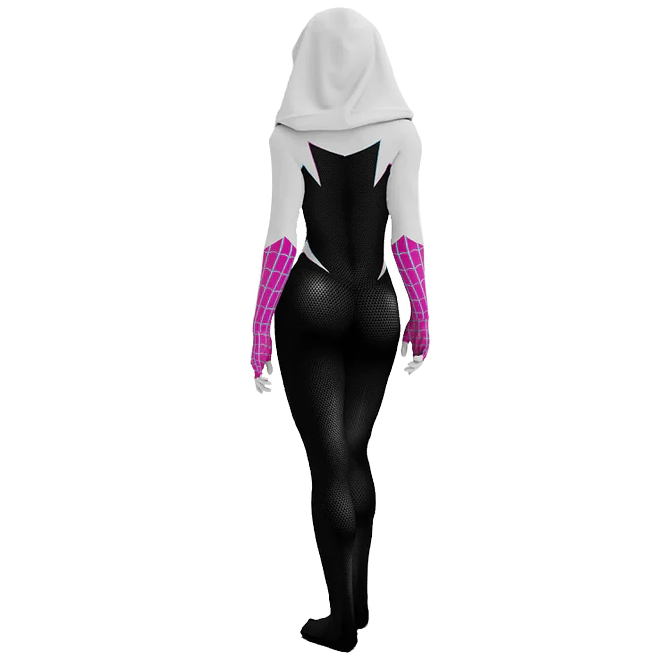 Costume de Cosplay Spider Gwen en Spandex avec Capuche et Gants – Idéal pour Halloween et Conventions