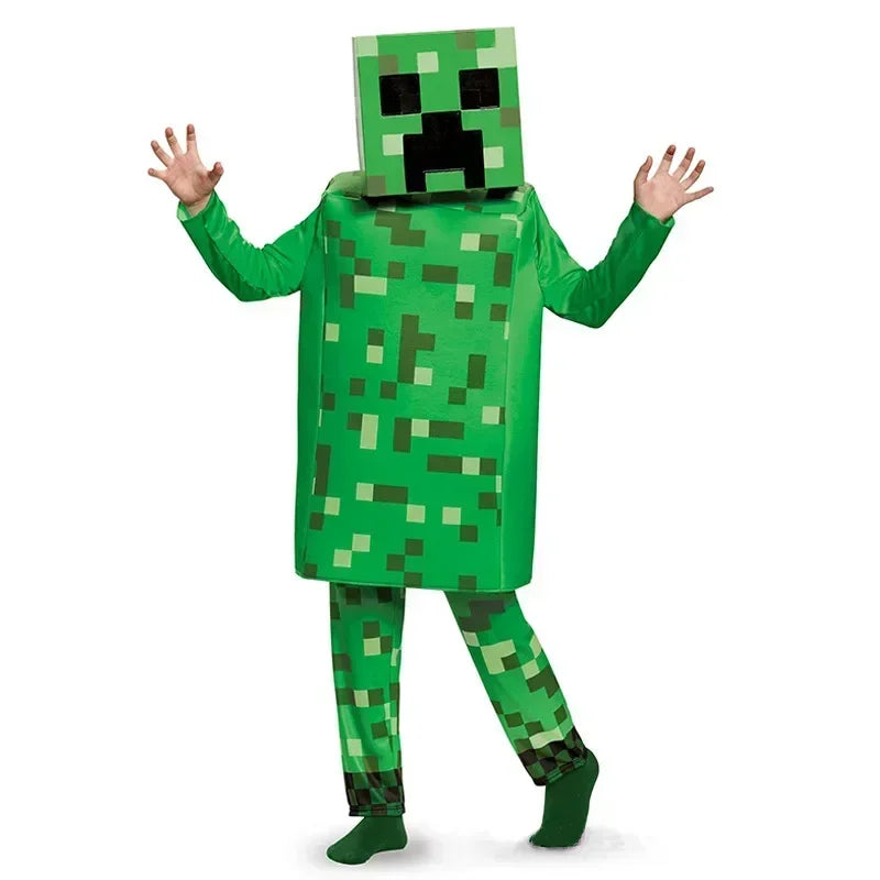 Costume de Gamer Pixel Block Steve pour Adultes – Cosplay Halloween Unisexe