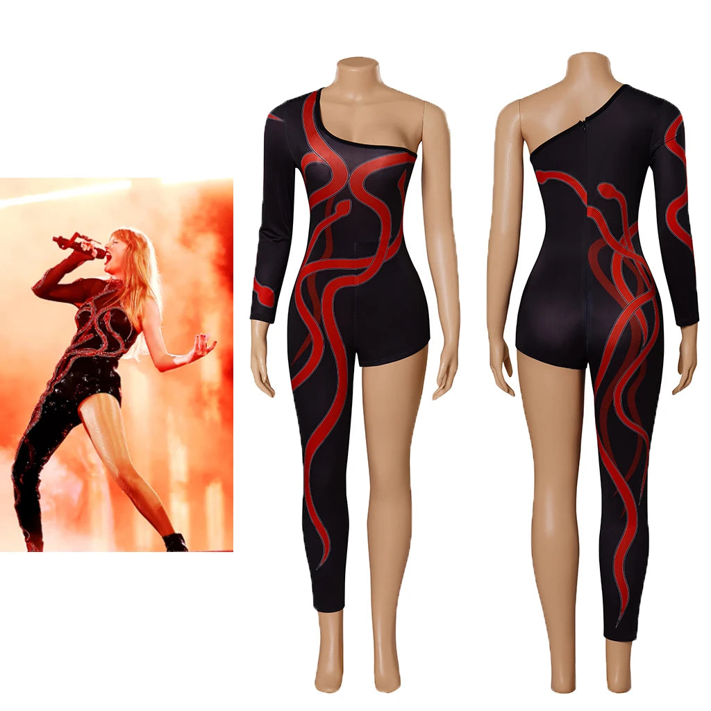 Costume de Jumpsuit Noir à Une Jambe pour Femmes – Parfait pour Événements et Concerts