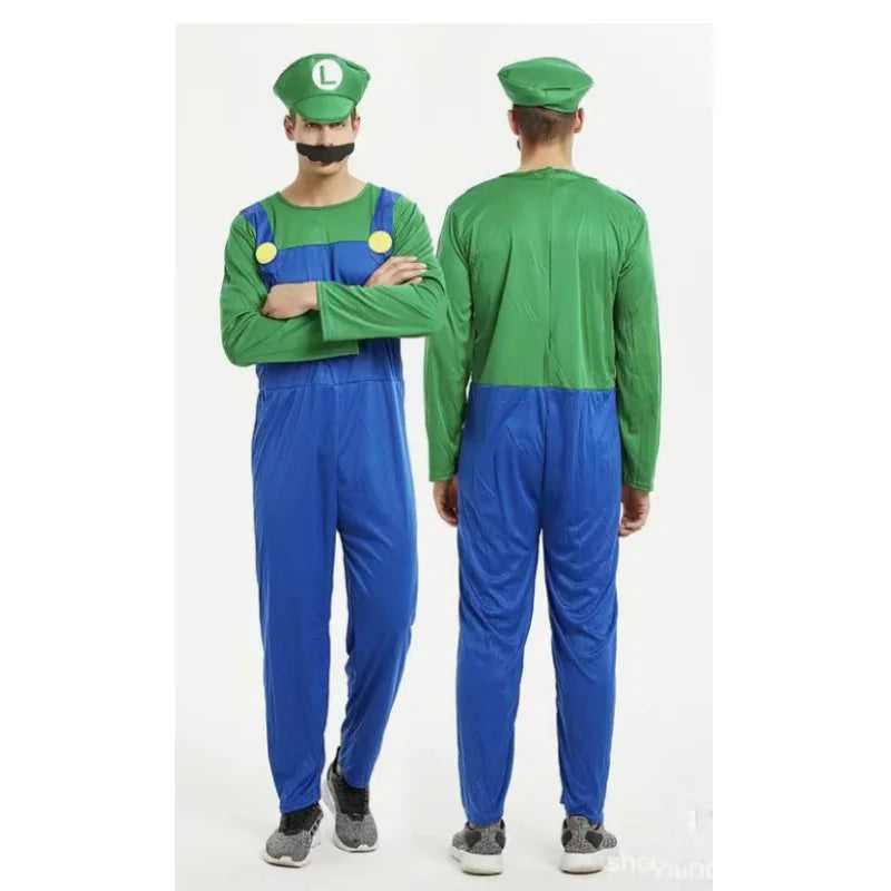 Costume de Luigi pour Adultes – Combinaison Complète de Cosplay Halloween 2025