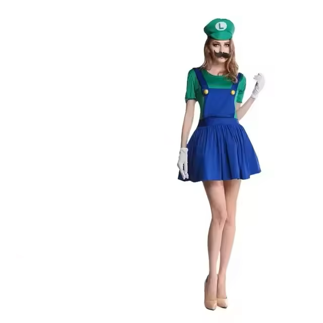 Costume de Luigi pour Adultes – Combinaison Complète de Cosplay Halloween 2025