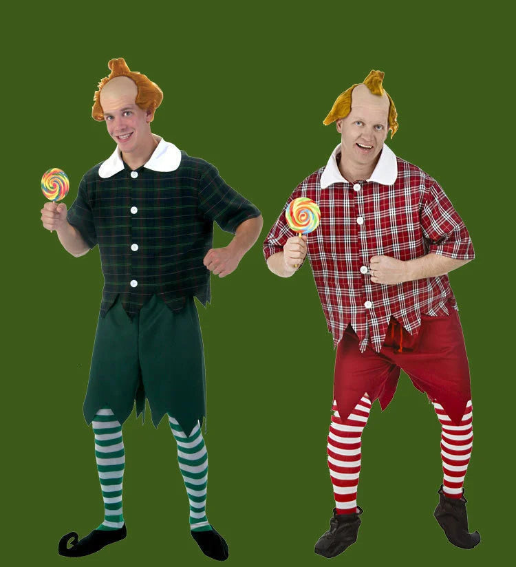 Costume de Munchkin pour Adultes - Halloween, Haut à Carreaux et Pantalon Rayé