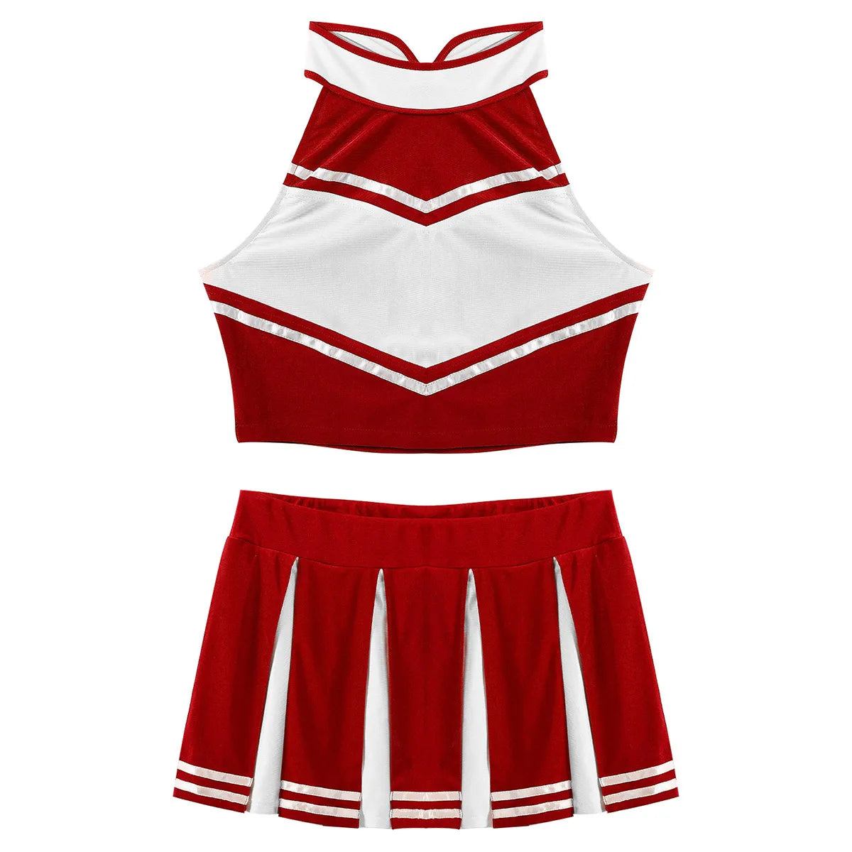 Costume de Pom-Pom Girl Sexy avec Crop Top et Jupe Plissée pour Halloween