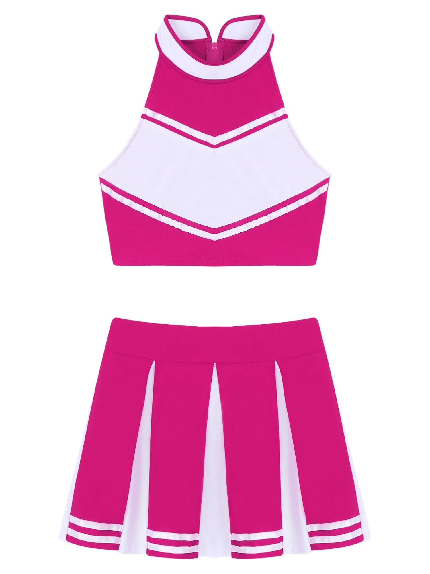 Costume de Pom-Pom Girl Sexy avec Crop Top et Jupe Plissée pour Halloween