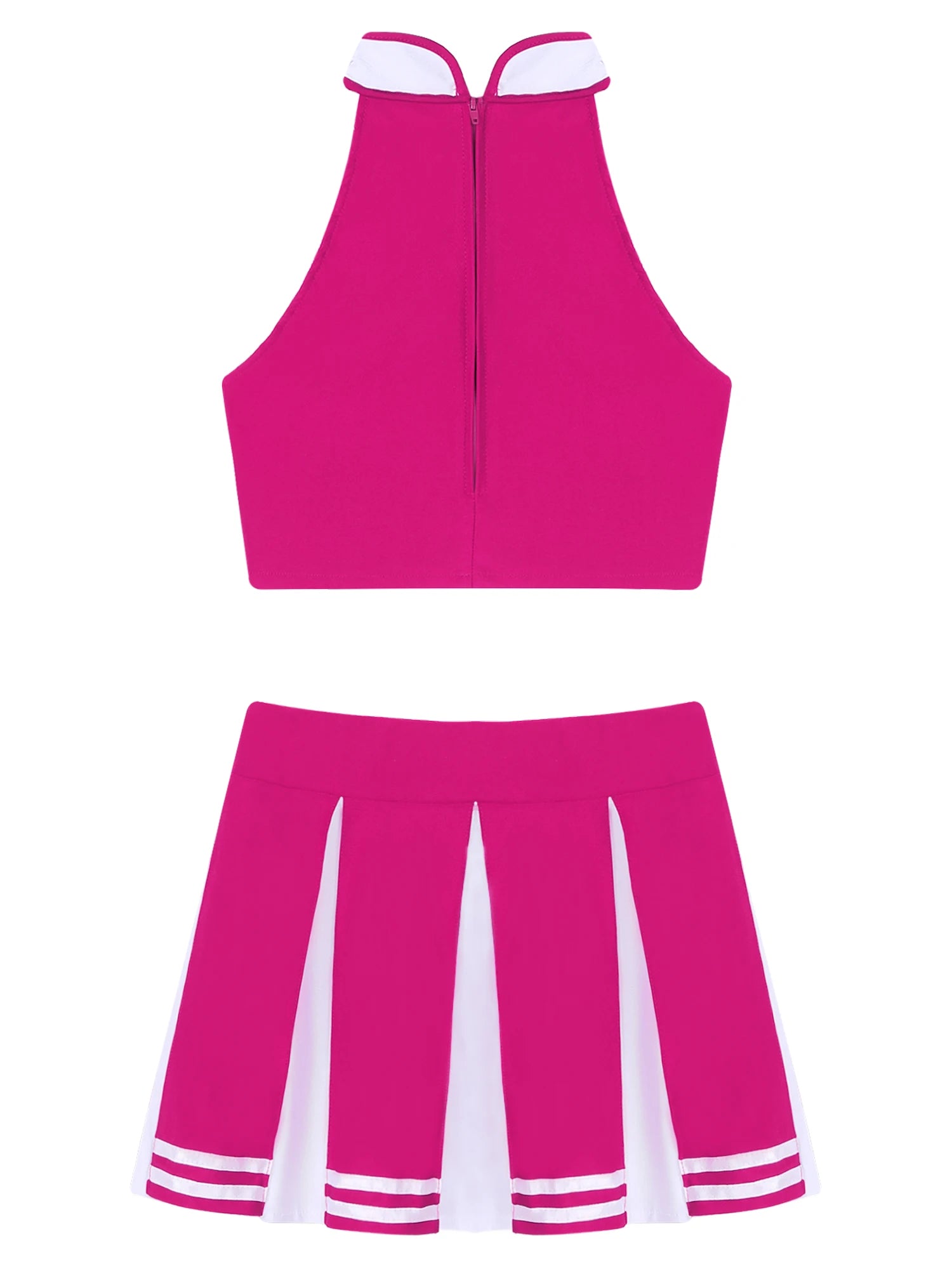 Costume de Pom-Pom Girl Sexy avec Crop Top et Jupe Plissée pour Halloween