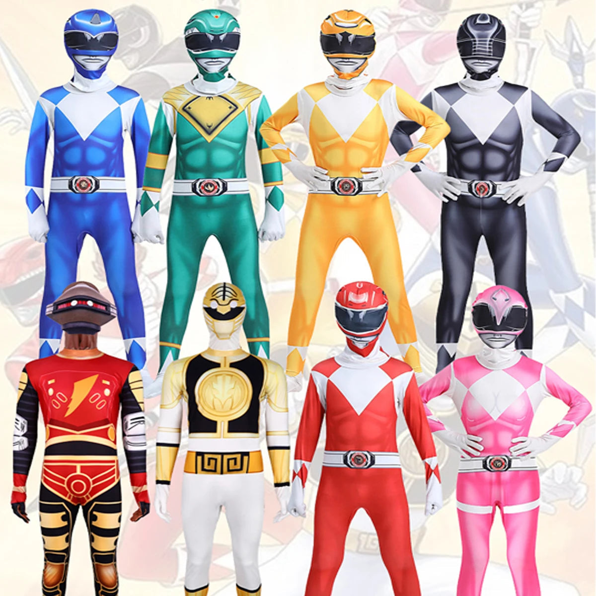 Costume de Power Rangers Unisexe avec Masque – Déguisement Halloween 2025