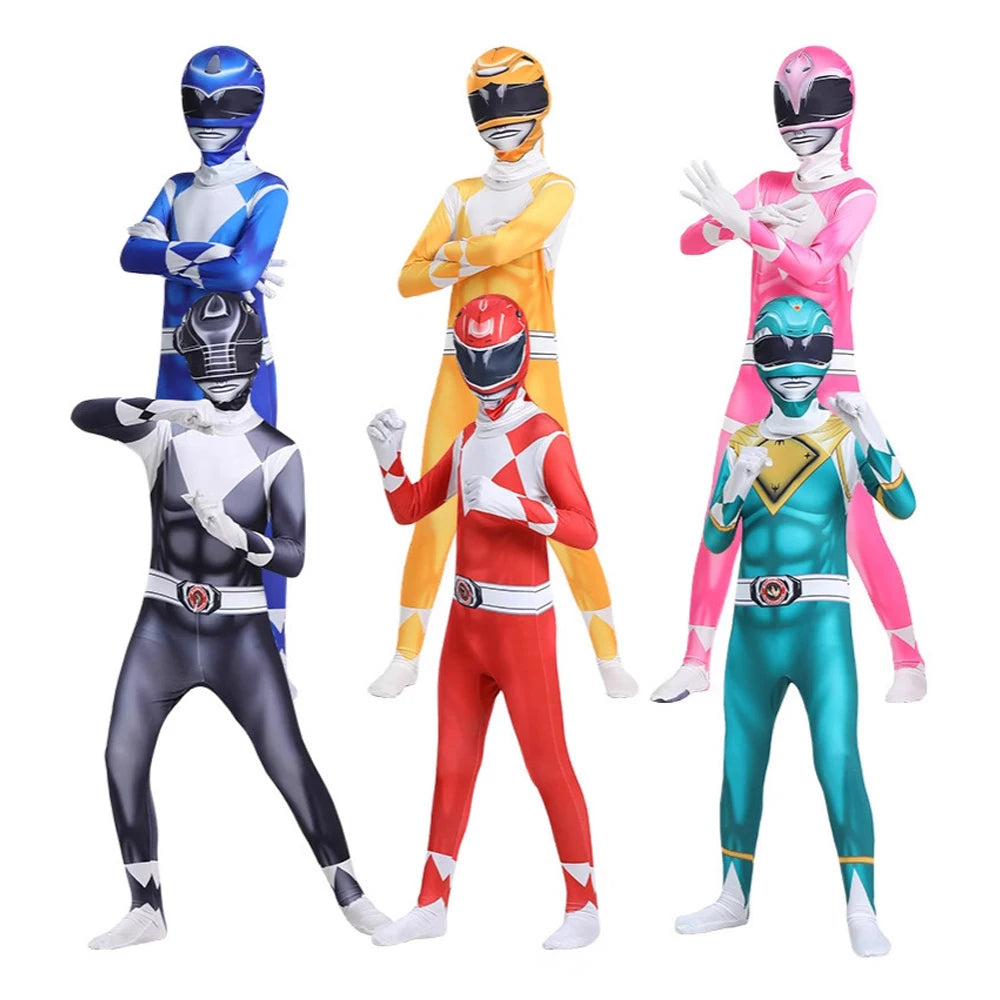 Costume de Power Rangers Unisexe avec Masque – Déguisement Halloween 2025