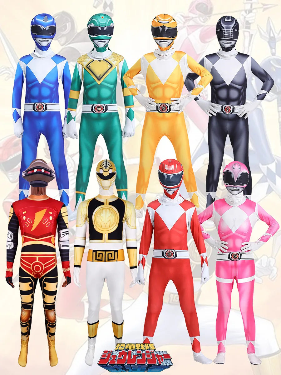 Costume de Power Rangers Unisexe avec Masque – Déguisement Halloween 2025