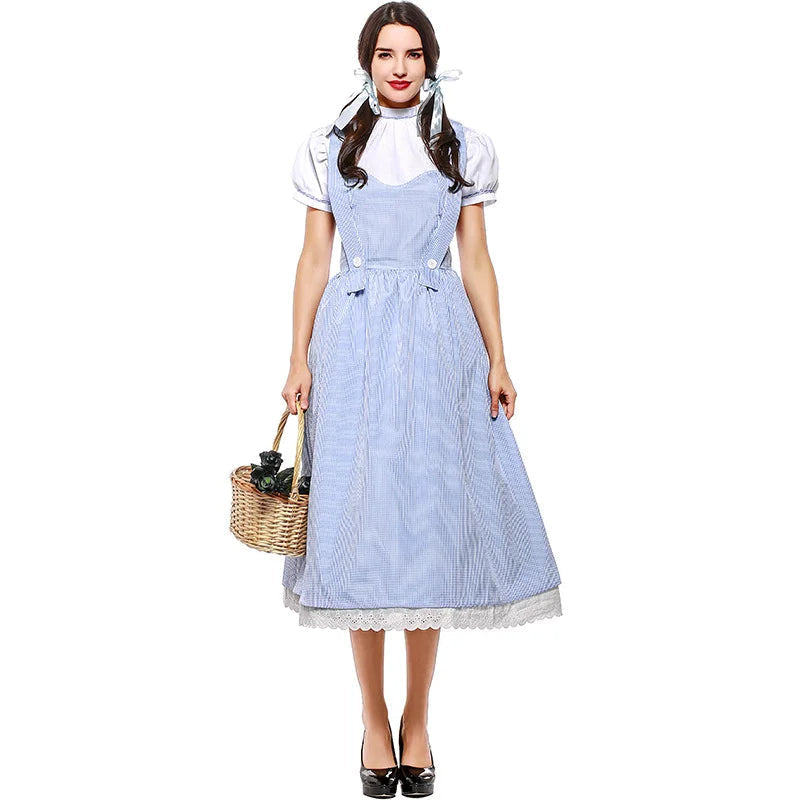 Costume de Robe Gingham Bleue de Dorothy pour Halloween et Cosplay – Tenue Vintage Authentique