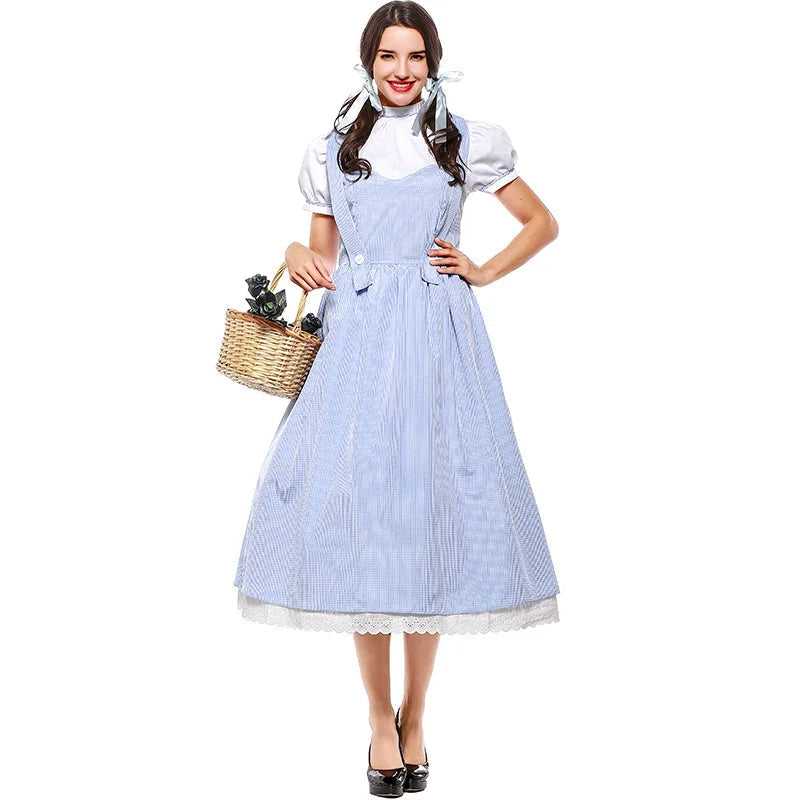 Costume de Robe Gingham Bleue de Dorothy pour Halloween et Cosplay – Tenue Vintage Authentique