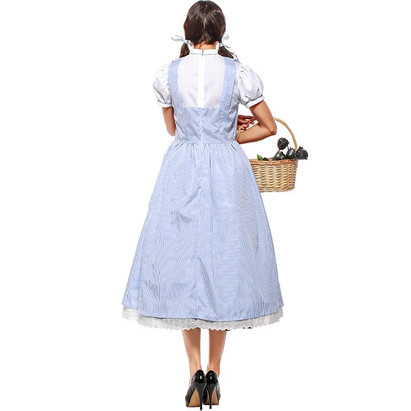 Costume de Robe Gingham Bleue de Dorothy pour Halloween et Cosplay – Tenue Vintage Authentique