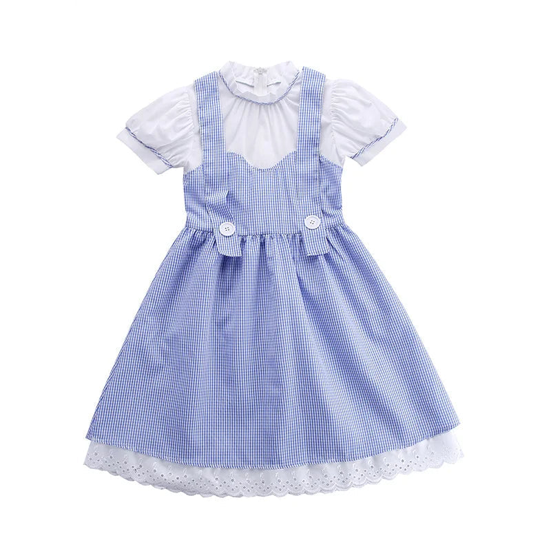 Costume de Robe Gingham Bleue de Dorothy pour Halloween et Cosplay – Tenue Vintage Authentique
