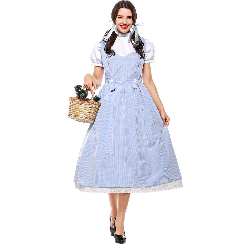 Costume de Robe Gingham Bleue de Dorothy pour Halloween et Cosplay – Tenue Vintage Authentique