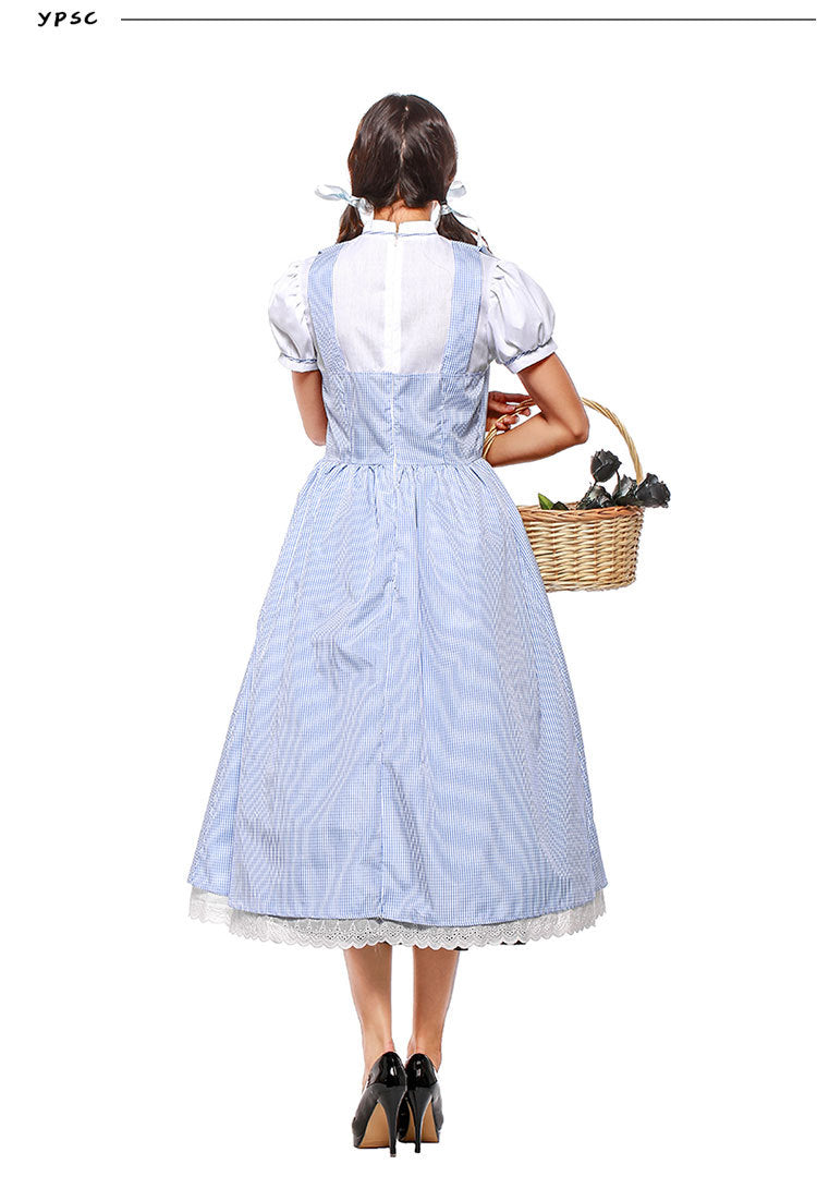 Costume de Robe Gingham Bleue de Dorothy pour Halloween et Cosplay – Tenue Vintage Authentique