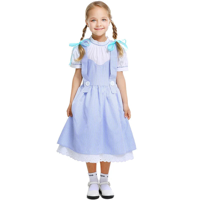 Costume de Robe Gingham Bleue de Dorothy pour Halloween et Cosplay – Tenue Vintage Authentique