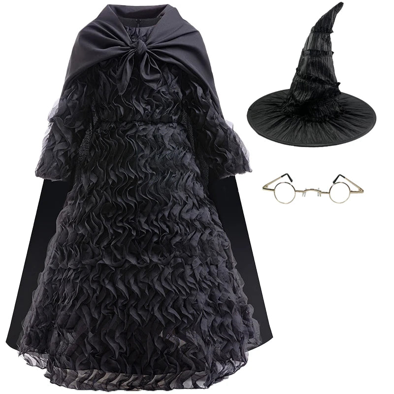 Costume de Sorcière pour Enfants avec Cape et Chapeau – Déguisement Halloween 2025