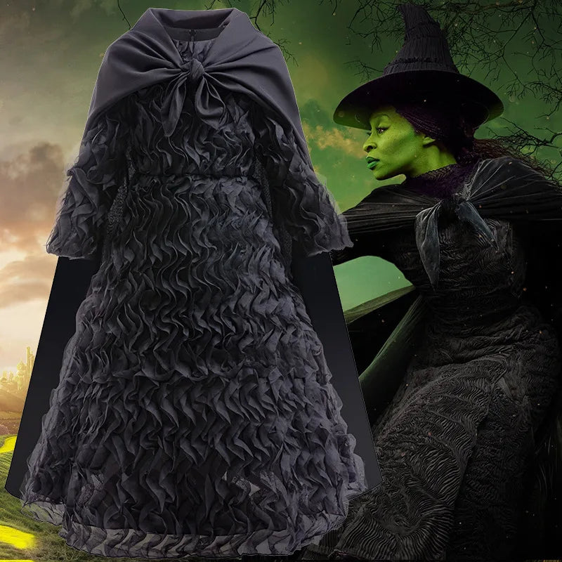 Costume de Sorcière pour Enfants avec Cape et Chapeau – Déguisement Halloween 2025