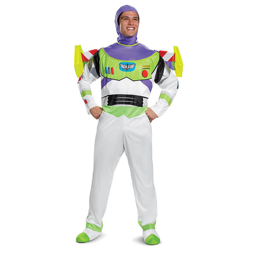 Costume de Space Ranger Unisexe pour Halloween – Combinaison Complète avec Capuche et Détails Imprimés